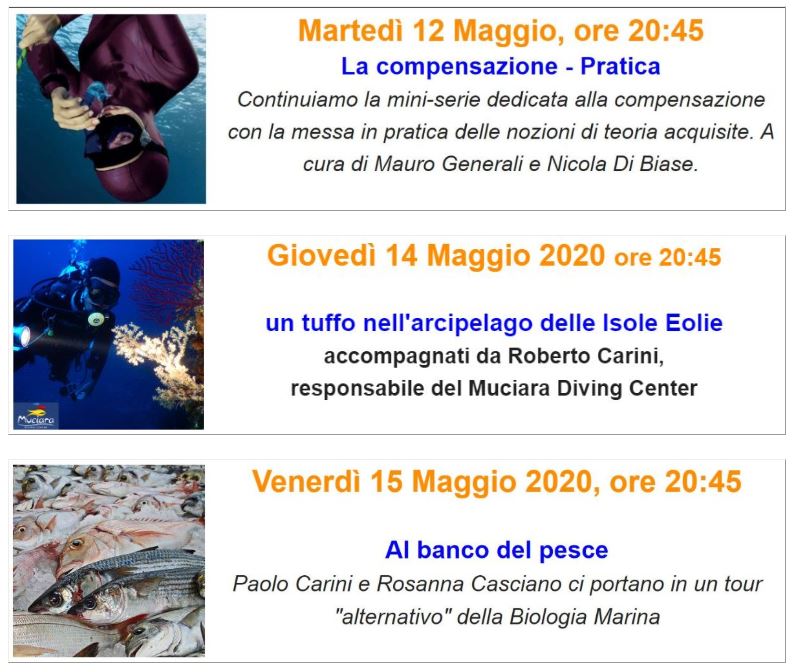 Parte del programma webinar di maggio